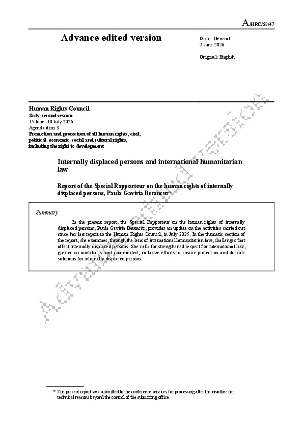 Internally displaced persons and international humanitarian law
